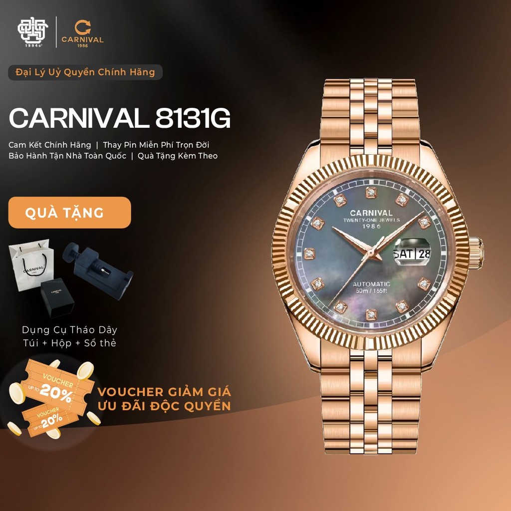 Đồng Hồ Nam Carnival 8131G-VH-DK Hàng Chính Hãng 1994s WATCH