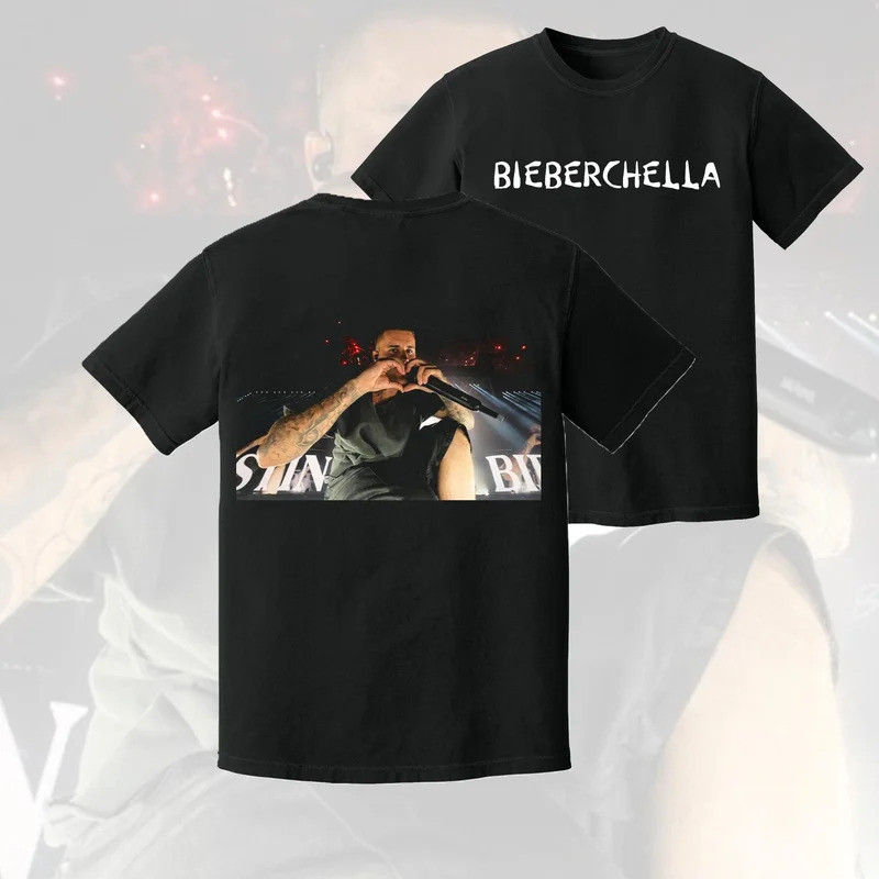 Justin Bieber Bieberchella Trái Tim Áo nam Nữ Cotton 1 Quần Áo Unisex Thời Trang Hip Hop Y2K