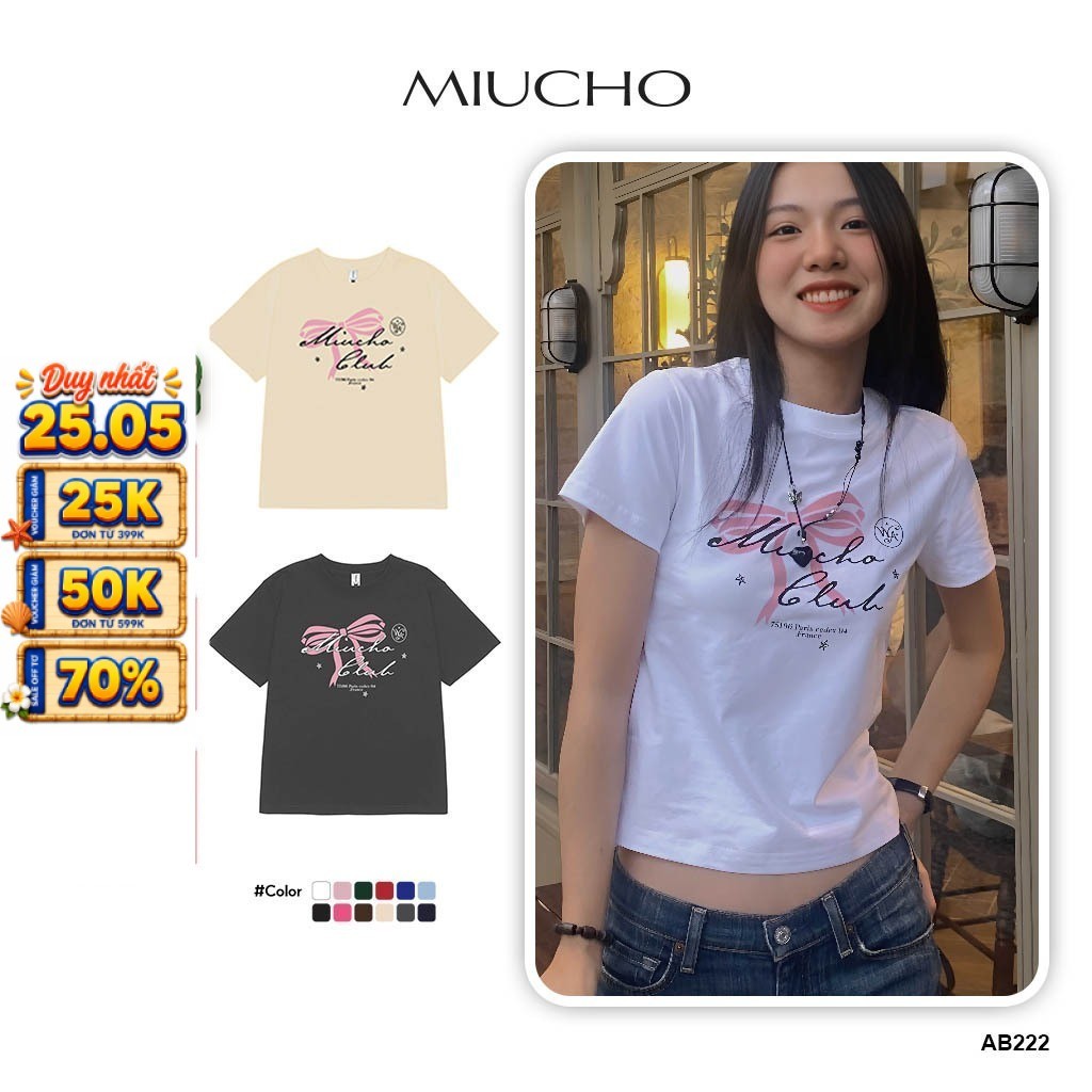 Áo thun baby tee AB222 Miucho vải in Graphic