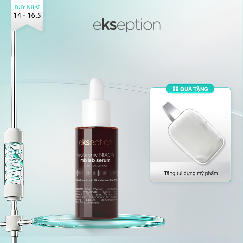 Serum HA + 5% B3 Sáng Da, Mờ Thâm Mụn Ekseption Hyaluronic Niacin 75ml