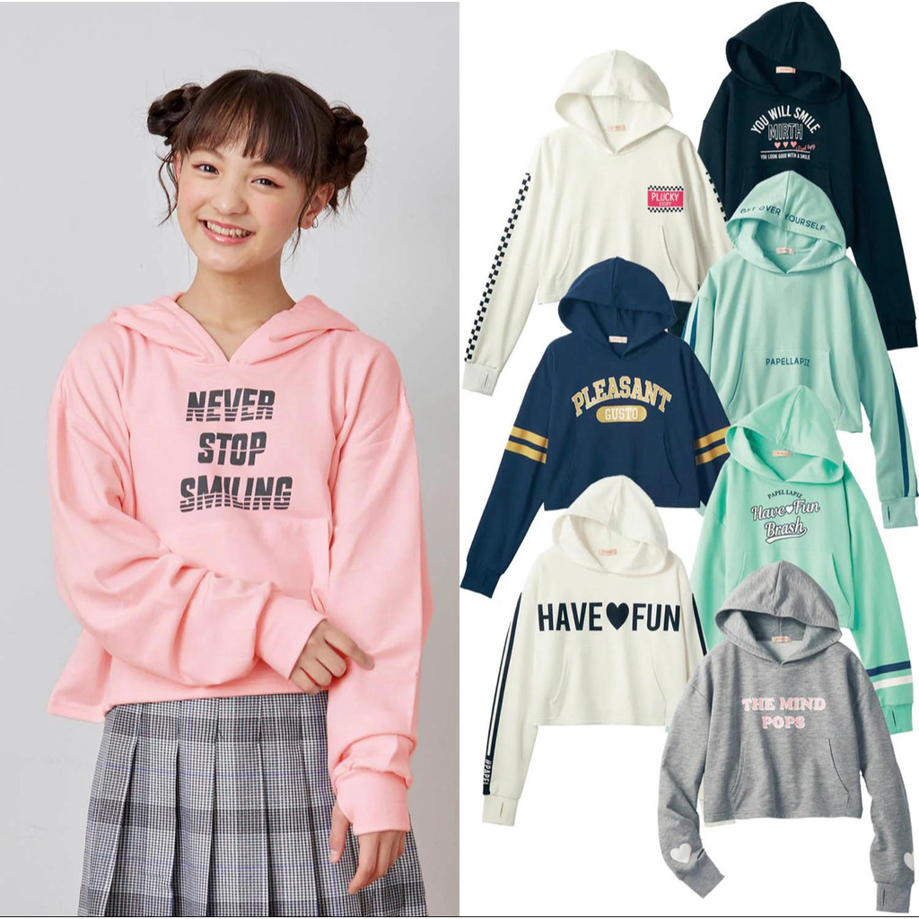 F Nhật Bản Đơn Vui Nhộn * Bé Gái Big Kid 135-165cm Mùa Thu Ngắn Terry Có Mũ Trùm Đầu MJ224
