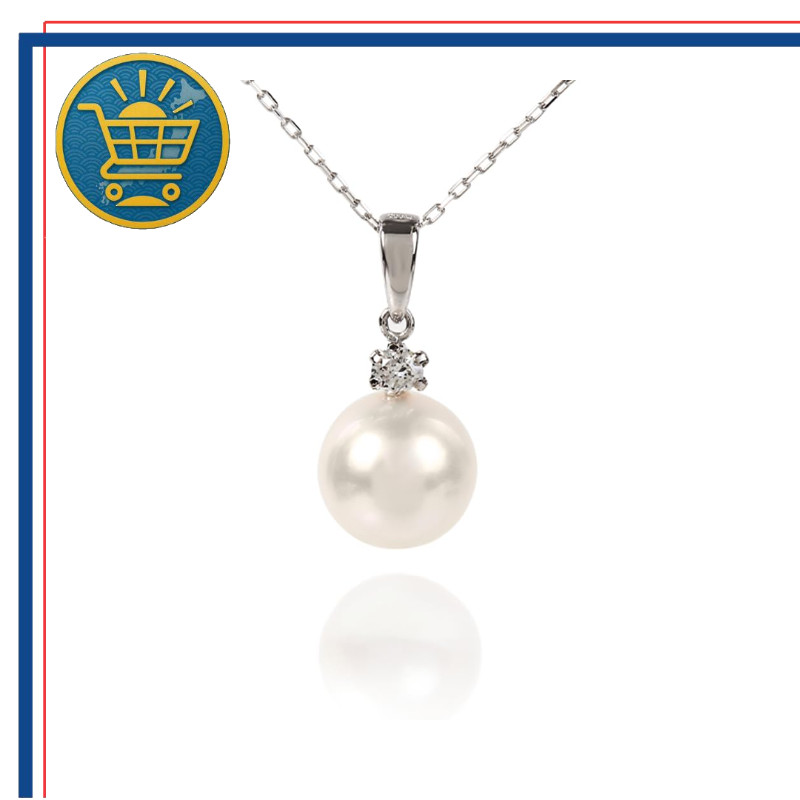 [OKKO] Vòng cổ ngọc trai kim cương, kim cương tự nhiên, viên đơn, ngọc trai Akoya thật, quà tặng, mặ