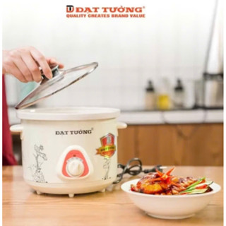 Nồi nấu hầm chậm Đạt Tường cao cấp 1,5 - 4,5L. Lòng xứ vỏ nhôm chắc chắn, 3 chế độ nấu, nồi hầm cháo, xương, kho cá