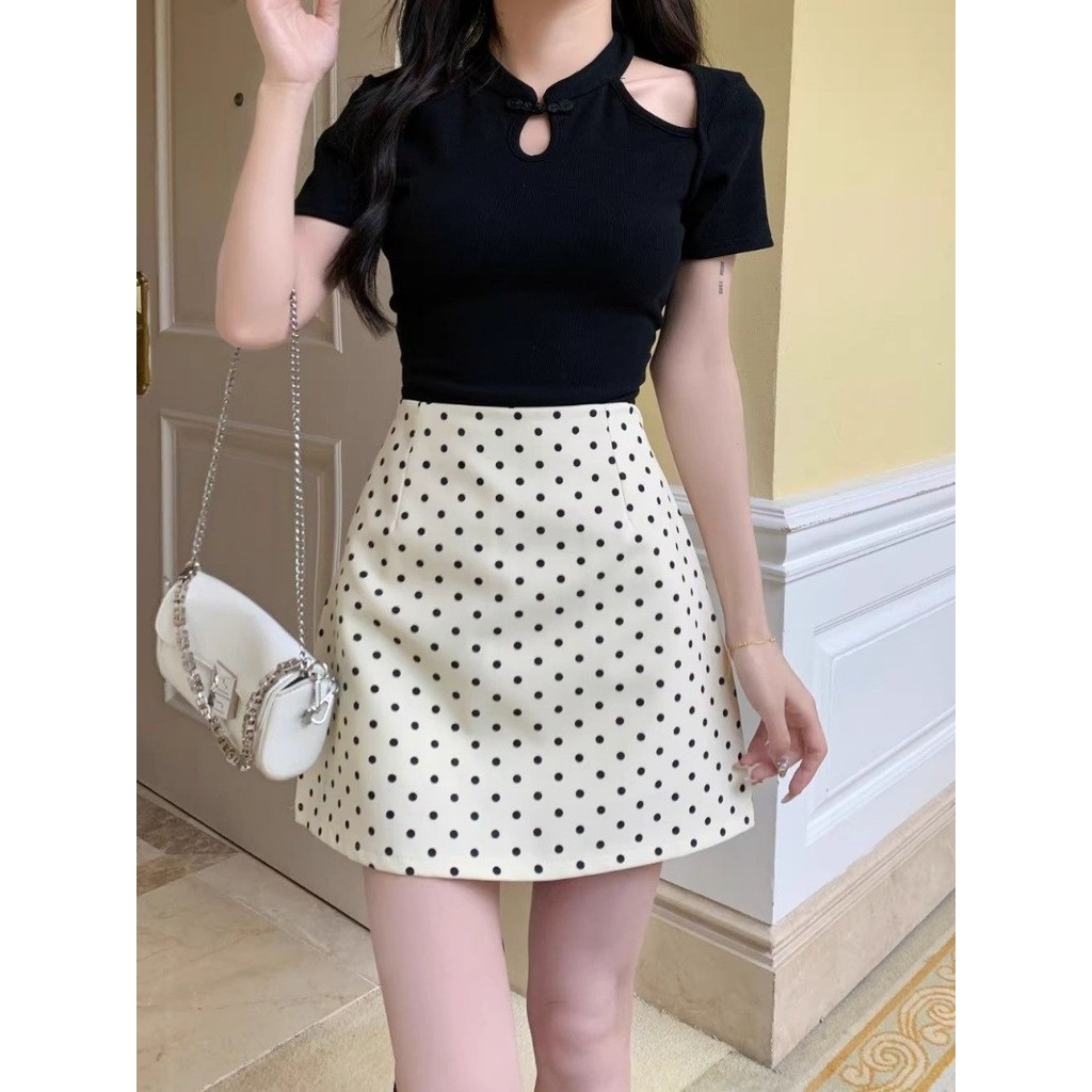 Váy chữ A chấm bi thanh lịch mùa hè dành cho nữ | BigBuy360 - bigbuy360.vn