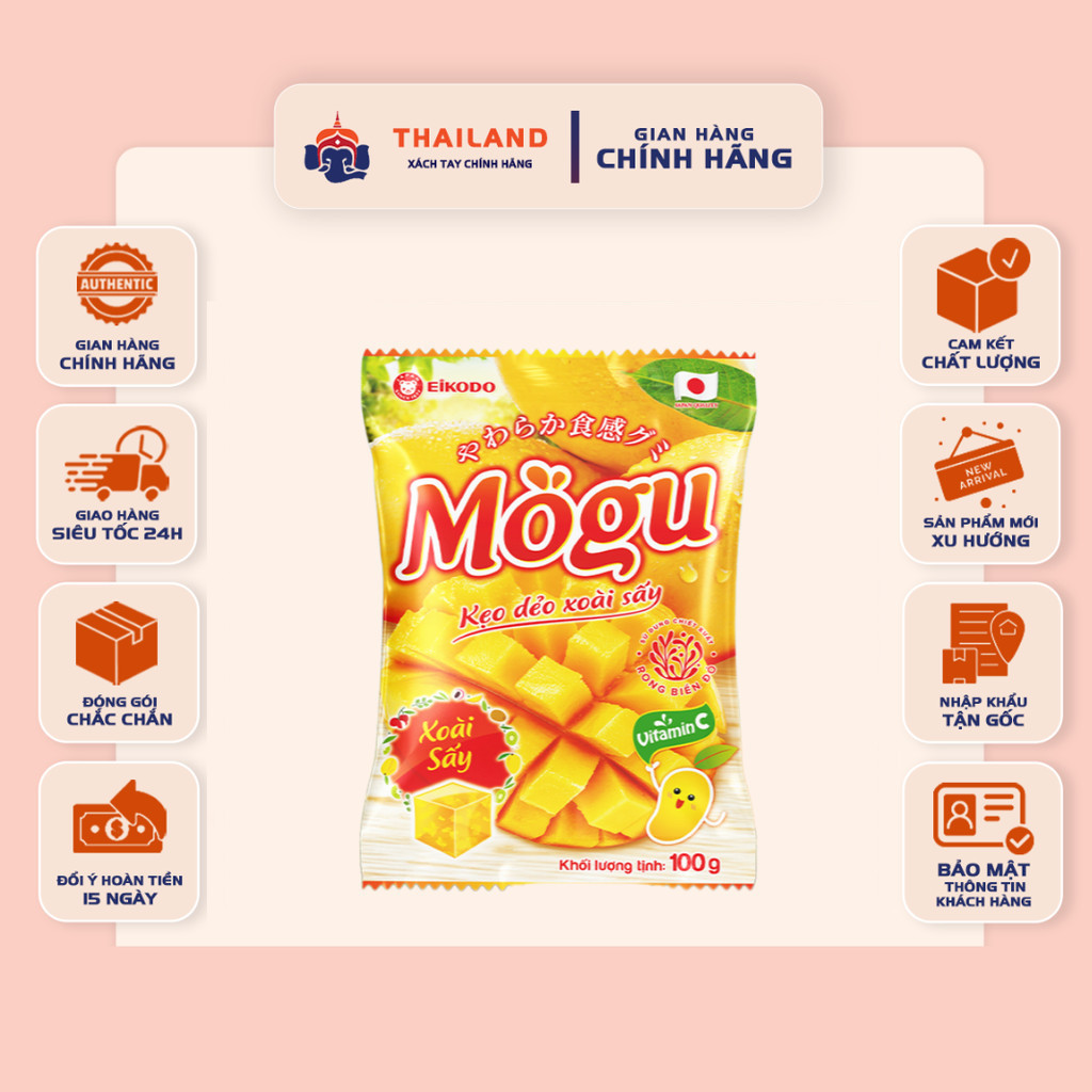 Kẹo Dẻo Mogu Xoài Sấy 100g – Hương Vị Xoài Sấy Tự Nhiên, Dẻo Mềm – Eikodo Việt Nam