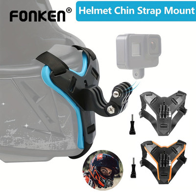 Fonken Xe Máy Mũ Bảo Hiểm Chin Dây Đeo Gắn Cho GoPro Hero Insta360 DJI Osmo Hành Động Camera Phụ Kiện
