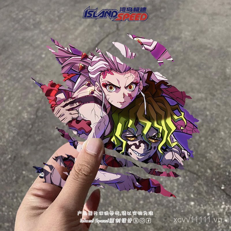 Demon Slayer Anime Winding Land Gemini Demon Tear Car Sticker Khối Trầy Xước Trang Trí Sáng Tạo Deca