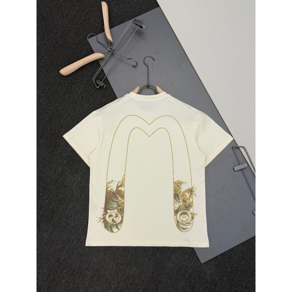 Áo thun ngắn tay EVISU cho nam nữ, đồng bộ hóa ren, xu hướng đầu xuân 2026