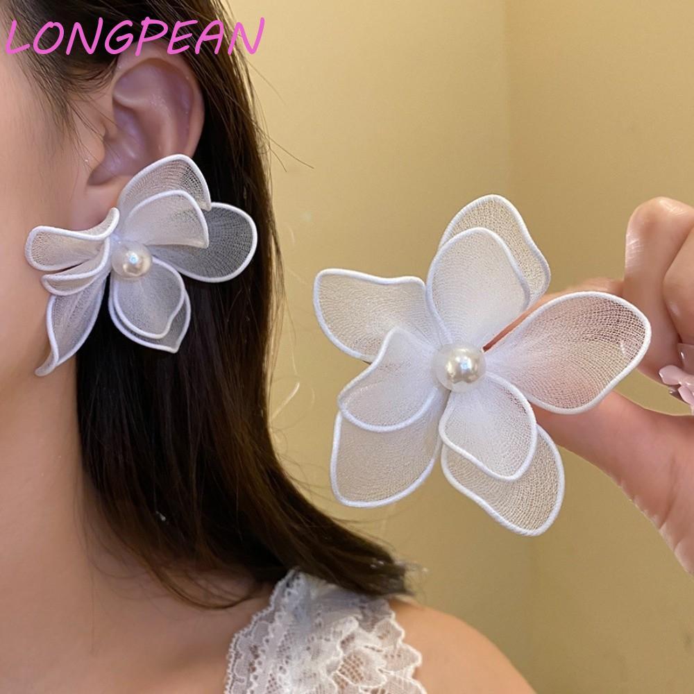 LONGPEAN Nữ Bông Tai Hoa, Bông Tai Lưới Sắt Phóng Đại, Phụ Kiện Trang Sức Tinh Tế Tính Khí Dây Sắt N