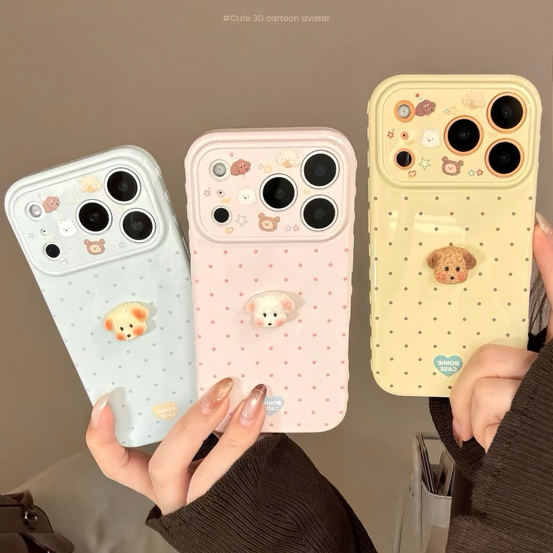 Vỏ iPhone Chó 3D Đơn Giản Độc Đáo, Chống Trầy, Phù Hợp iPhone 17/16/15/14/13/11/7/12Pro