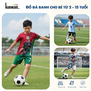 Đồ bộ đá banh bé trai in 3D cầu thủ Ronaldo,Messi thấm hút mồ hôi TT0021,28 20-60kg