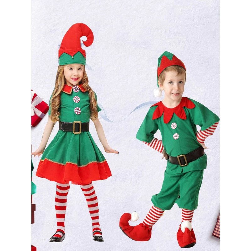 Giáng Sinh Trẻ Em Trang Phục Bé Trai Bé Gái Cosplay Trình Diễn Trang Phục Ngày Năm Mới Yêu Tinh Pete