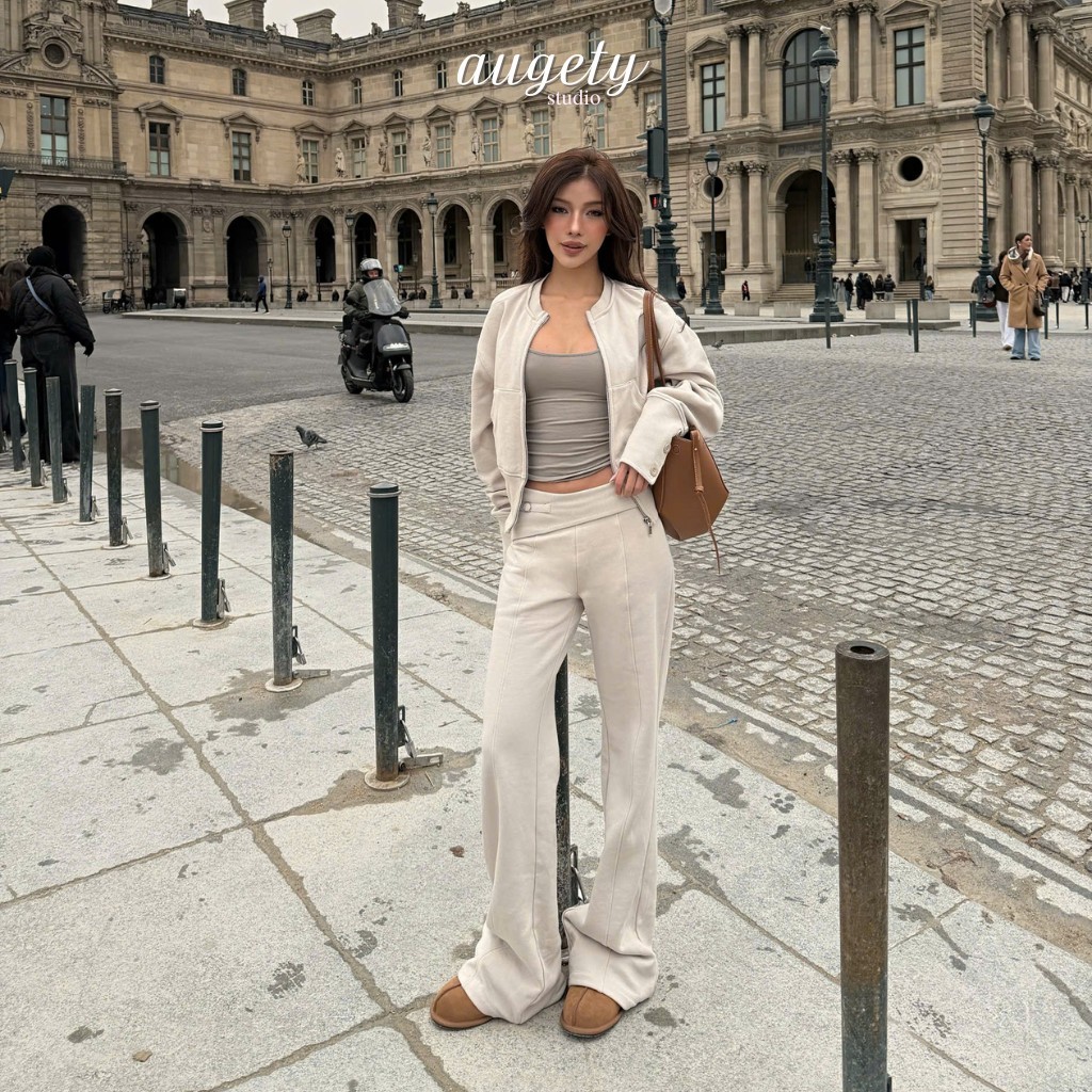 Quần Nỉ Bông Cạp Trễ Ống Loe Lưng Gập Nâng Mông  Augety Studio, NORA Sweatpants | BigBuy360 - bigbuy360.vn