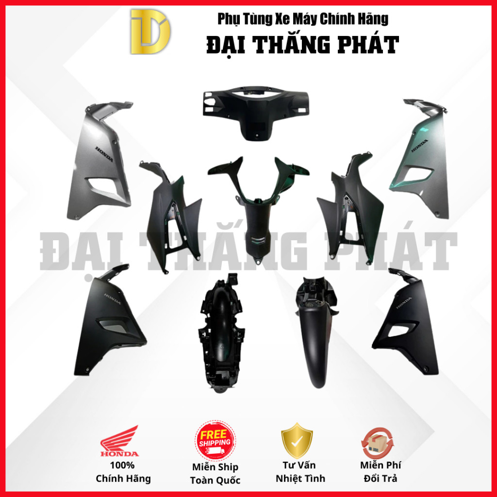 Dàn 6 chi tiết nhựa nhám Wave Anpha 110cc K89 lắp chung (2017-2018-2019-2020-2021-2022-2023-2024-202