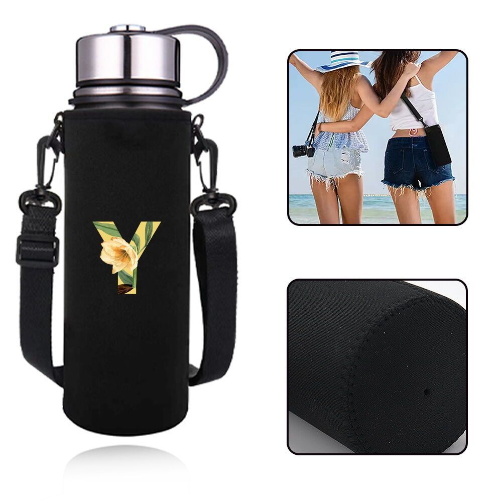 New Pelindung botol air Black Water Cup Cover 550-1500ML Balancing new Trend Drinking Water Floral S