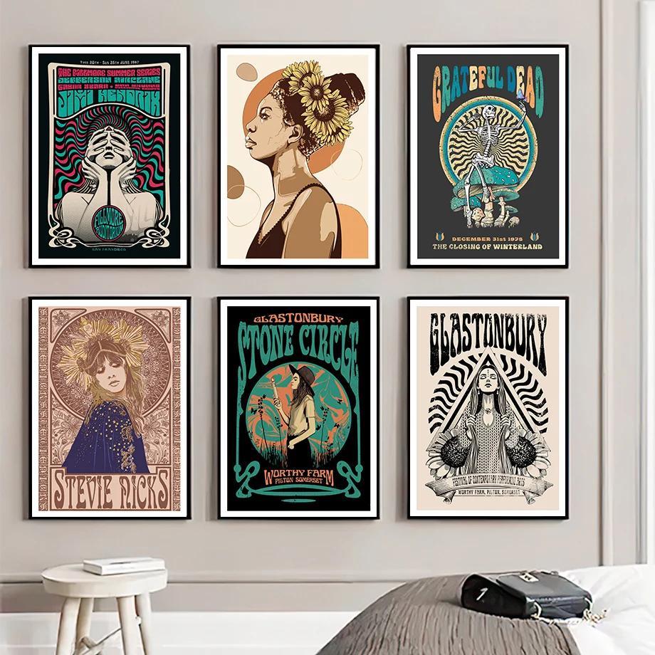 Crazy Hot Rock Lễ Hội Âm Nhạc Hippie Nghệ Thuật Treo Tường Tranh Canvas Bắc Âu Áp Phích In Hình Cho 