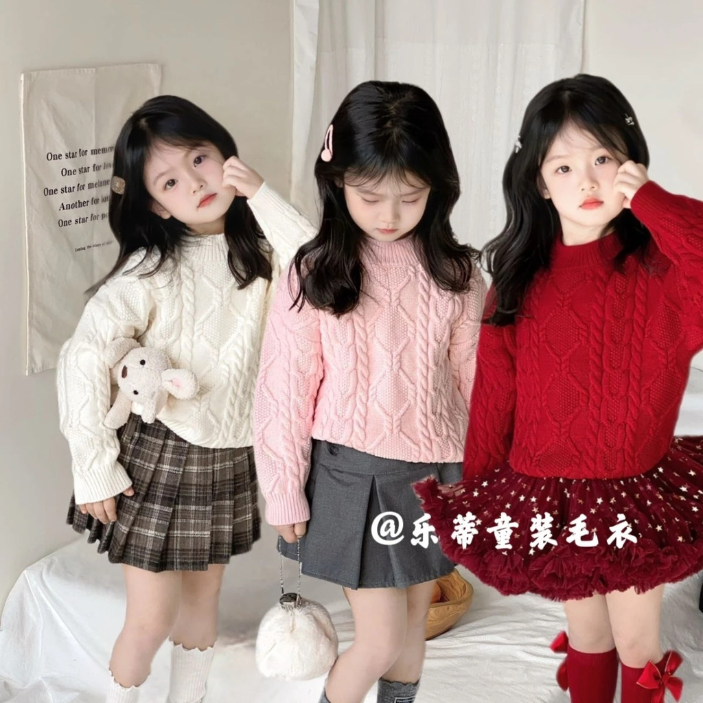 Áo len Hàn Quốc mới cho bé gái Giáng sinh len dày phong cách Hàn Quốc rộng rãi vải mềm mịn