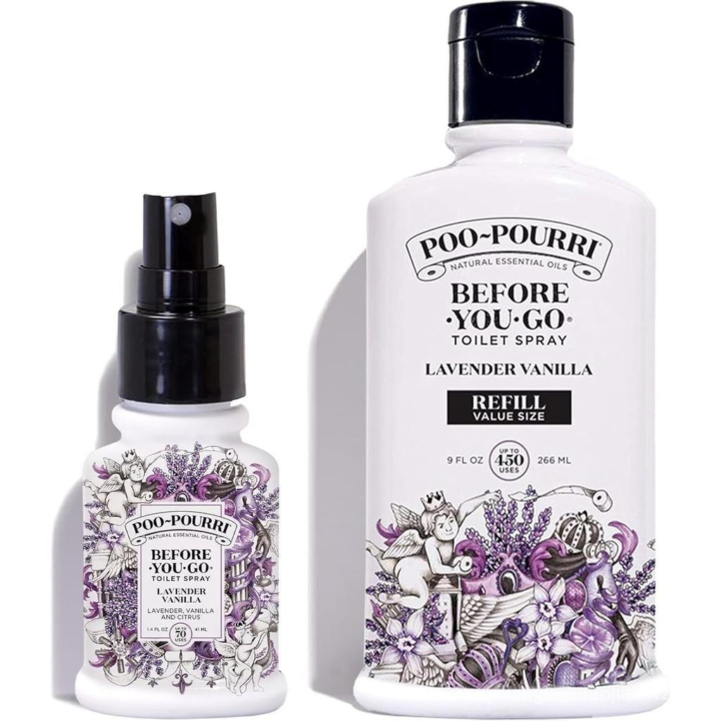 Poo-Pourri Oải Hương Vani 9-Ounce Refill Chai và 1,4-Ounce Chai Vani Oải Hương