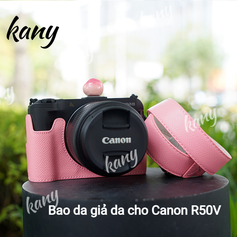 Ốp Đế Máy Ảnh Giả Da R50V Cho Canon EOS R50V PU Vỏ Nửa Bảo Vệ
