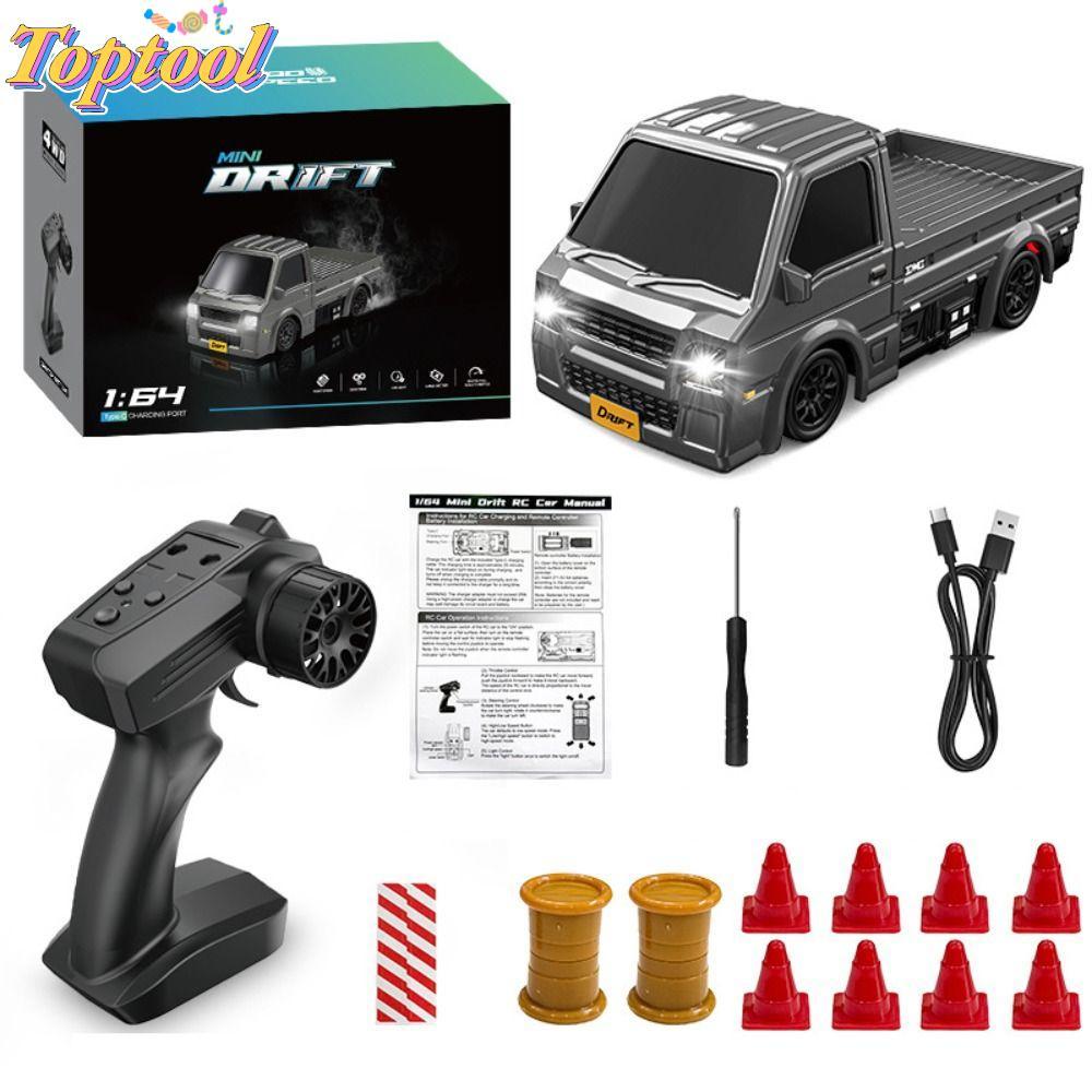 TOPTOOL 1: 64 RC Truck, 2.4G 4WD RC Drift Car, Đèn LED tốc độ cao có thể sạc lại Điều khiển từ xa Dr