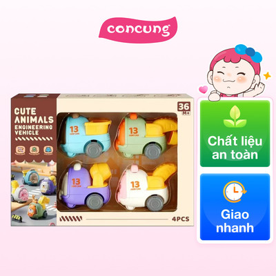 Bộ 4 xe công trình mini đa màu dễ thương YN589376 C512
