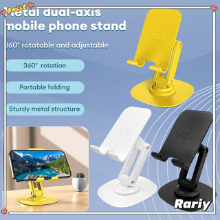 Kim loại hai trục 360° Giá đỡ máy tính bảng điện thoại có thể xoay được, giá đỡ máy tính để bàn di động có thể gập lại có thể điều chỉnh độ cao-RY