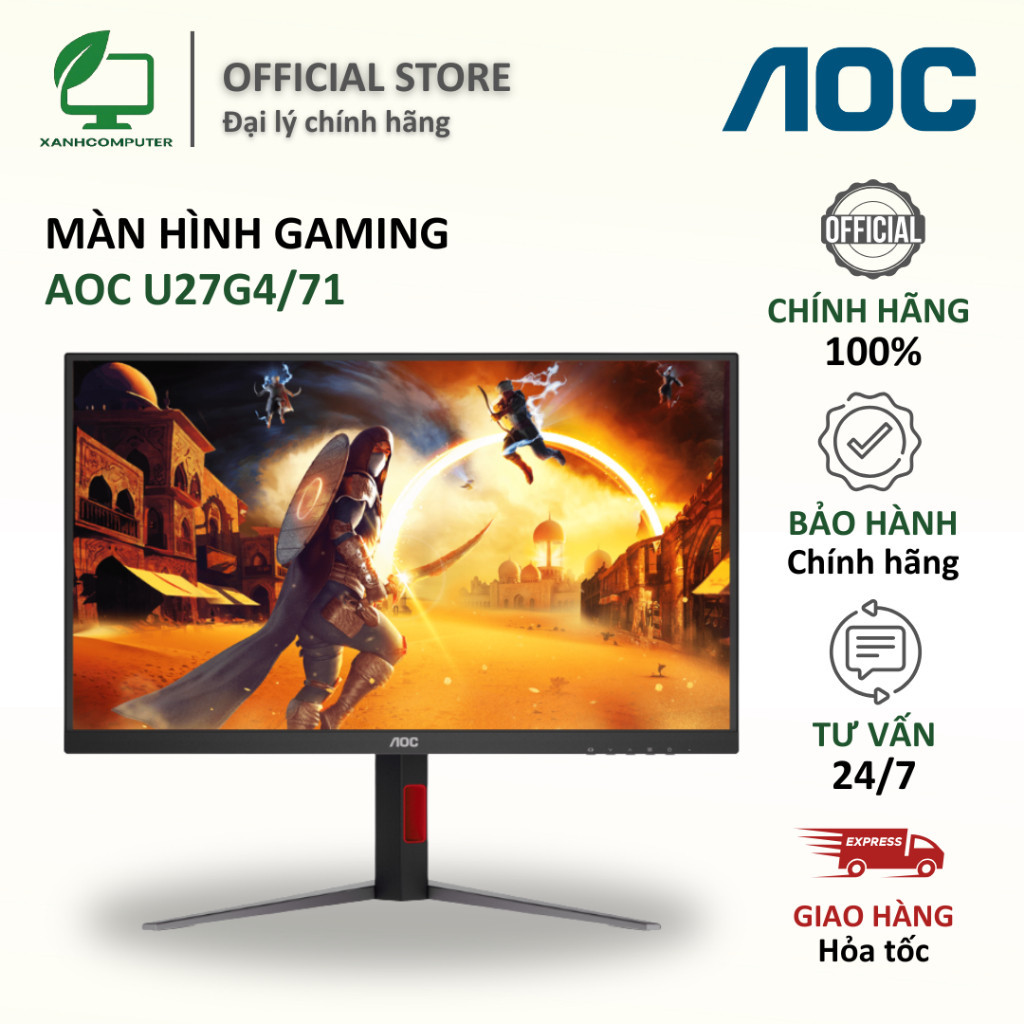 Màn hình gaming AOC U27G4/71 (27 inch/Fast IPS/UHD-160Hz-0.5ms - FHD-0.3ms-320Hz) - Hàng chính hãng