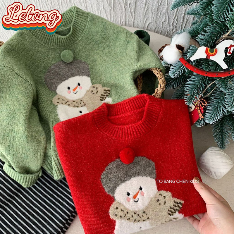 Áo len Giáng sinh trẻ em dày áo chui đầu quần áo dệt kim Zhu Li Huzhou hợp thời trang