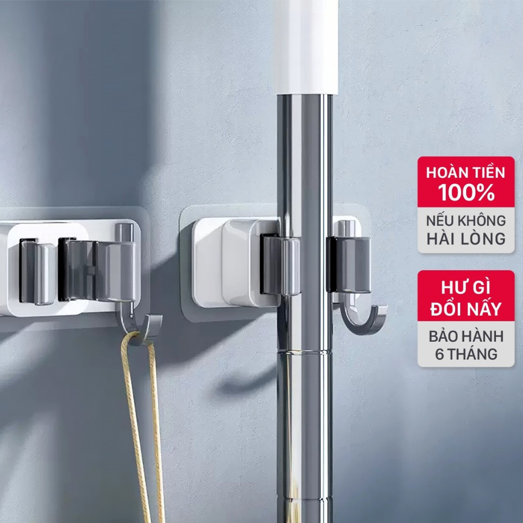 (HÀNG CAO CẤP)Móc treo cây lau nhà dán tường 2 trong 1 Parroti Keeper KP0321