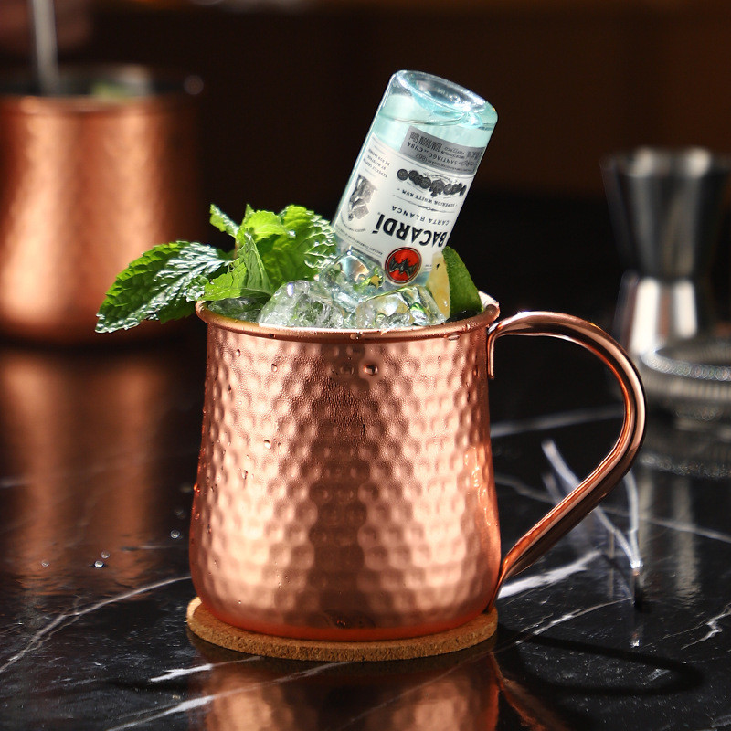 Thép không gỉ Kim Loại Rượu Thủy Tinh Retro Búa Điểm Đồng Thủy Tinh Moscow Mule Glass Sáng Tạo Cockt