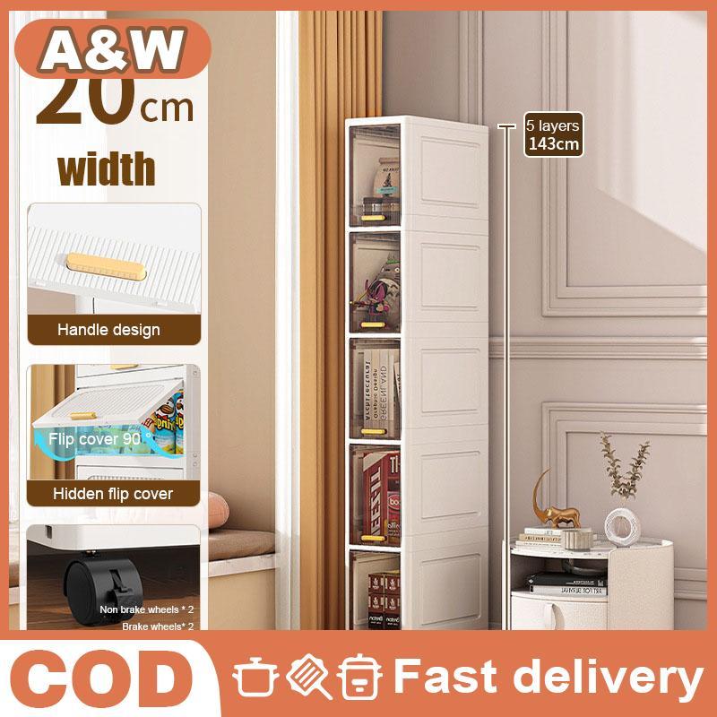 [WHP] Foldable Bathroom Storage Cabinet Slim Pantry Organizer Rack