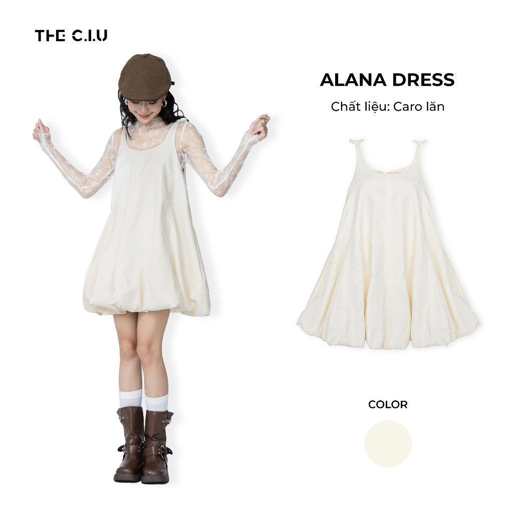   Đầm babydoll nữ dáng ngắn cổ vuông THE C.I.U váy hai dây kiểu in hoa form rộng – Alana Dress 