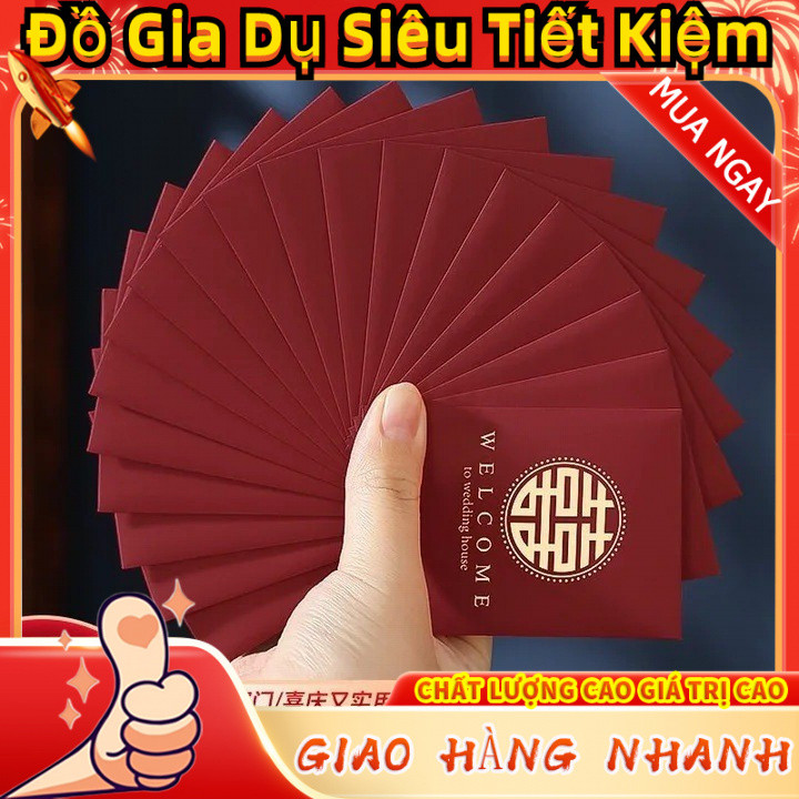 [Phụ kiện nhanh] 50 Phong bì màu đỏ Đám cưới Phong bì màu đỏ Đồ dùng đám cưới Phong bì màu đỏ Phong 