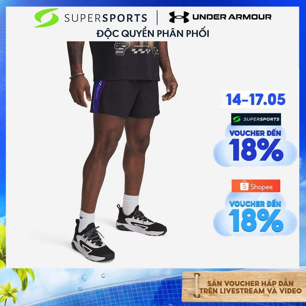 Quần Ngắn Nam Under Armour Project Rock Colorblock Woven - Đen - 1389919-001