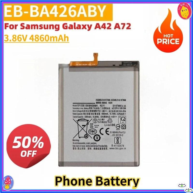 Pin Điện Thoại Thay Thế Mới EBBA426ABY EB-BA426ABY 3.86V 4860mAh Pin Samsung Galaxy A42 A72 Pin Chất