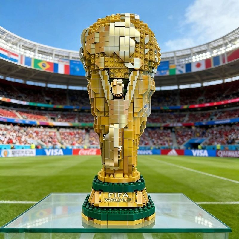 [Sẵn sàng] Tương thích Lego International League World Cup Hercules Cup Cúp bóng đá Khối xây dựng qu