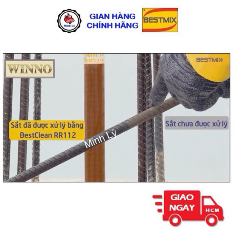 [Hỏa Tốc] Can 1 Lít Chất Tẩy Gỉ BestClean R112 Chất Tẩy Rỉ Hóa Chất Biến Đổi Gỉ Sắt Thép Bestmix Tươ