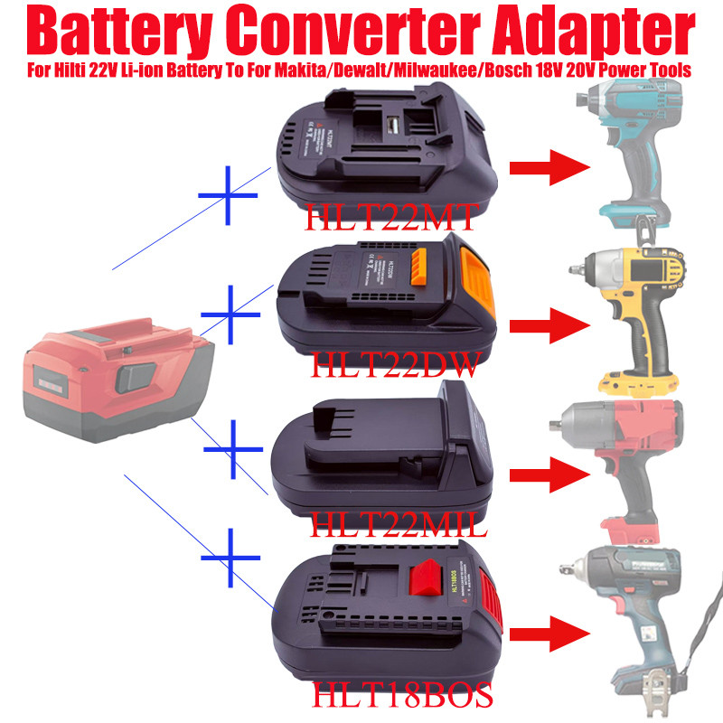Bộ Chuyển Đổi Cho Pin Li-ion Hilti 22V Cho Makita / Dewalt / Milwaukee / Bosch 18 / 20V Dụng Cụ Điện