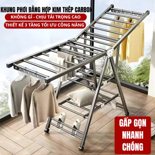  【Trong Ngày Giá Phơi Đồ Gấp Gọn Thép Cacbon Kệ Phơi Quần Áo Đôi Cánh Gấp Gọn Tiện Dụng siêu bền 