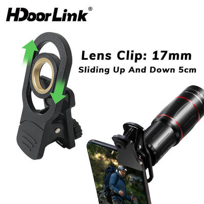 HdoorLink Điện Thoại Di Động Telephoto Ống Kính Kẹp 17 Mm Đa Năng Có Thể Điều Chỉnh Ống Kính Hỗ Trợ Ống Kính Trượt Lên Xuống 5cm