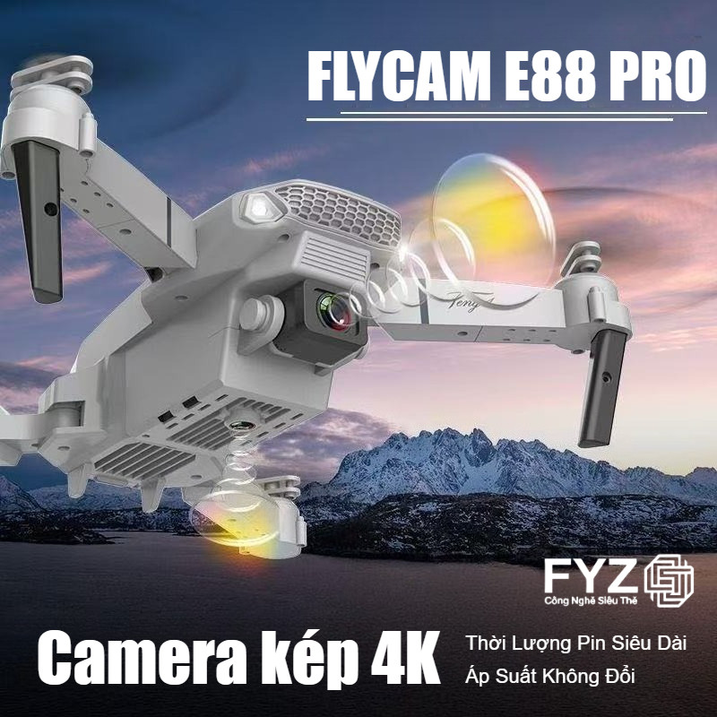 [Siêu Sale] Flycam E88 Pro Camera Kép 4K, Quay Phim Chống Rung, Thời Lượng Pin Siêu Dài, Drone Mini