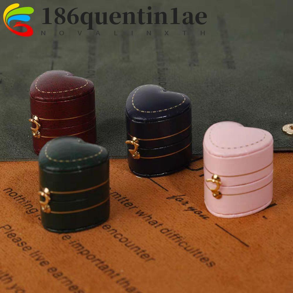 QUENTIN1AE Hộp Nhẫn Đính Hôn, Hộp Đựng Nhung Da Hộp Đựng Nhẫn Nhỏ, Khóa Hình Trái Tim Chống Bụi Di Đ