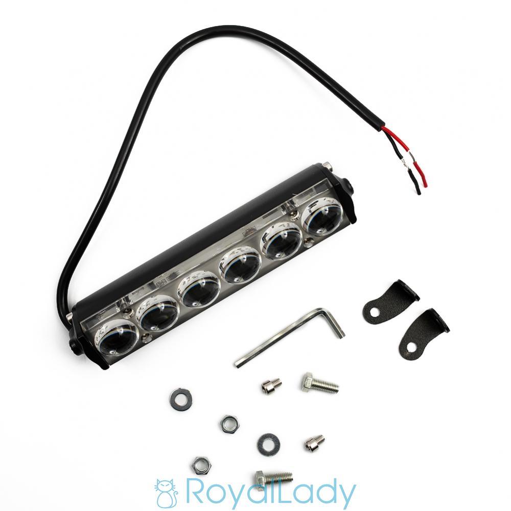#ROYALLADY#LED light bar 6 Leds For ATV SUV 4X4 Single Row Spot Beam Truck 4D Lens 6000K