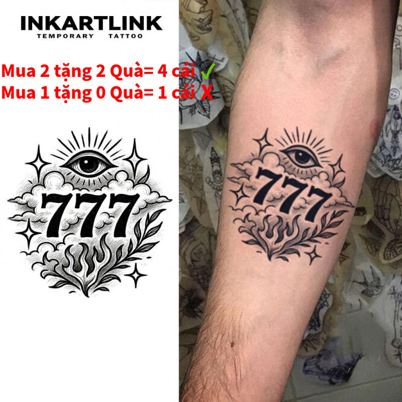 Hình Xăm Temporary All-Seeing Eye 777, Chống Thấm Nước Đến 15 Ngày, Phong Cách Minimalist