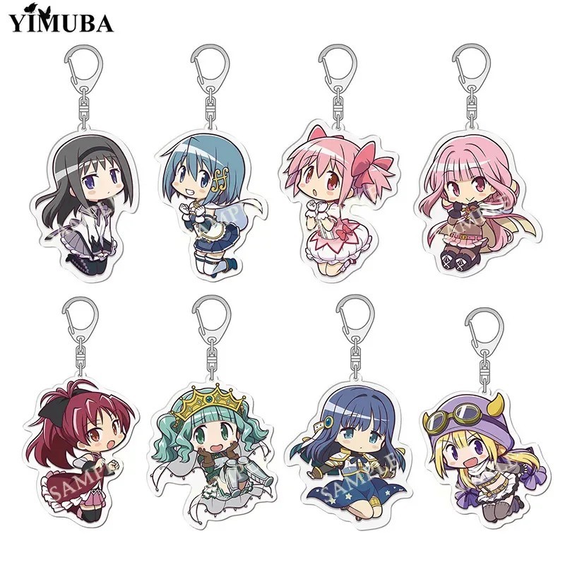 Móc Khóa Madoka Magica Anime Mica Acrylic Chibi Puella Magi Madoka Magica Phụ Kiện Treo Cặp Sách Tra