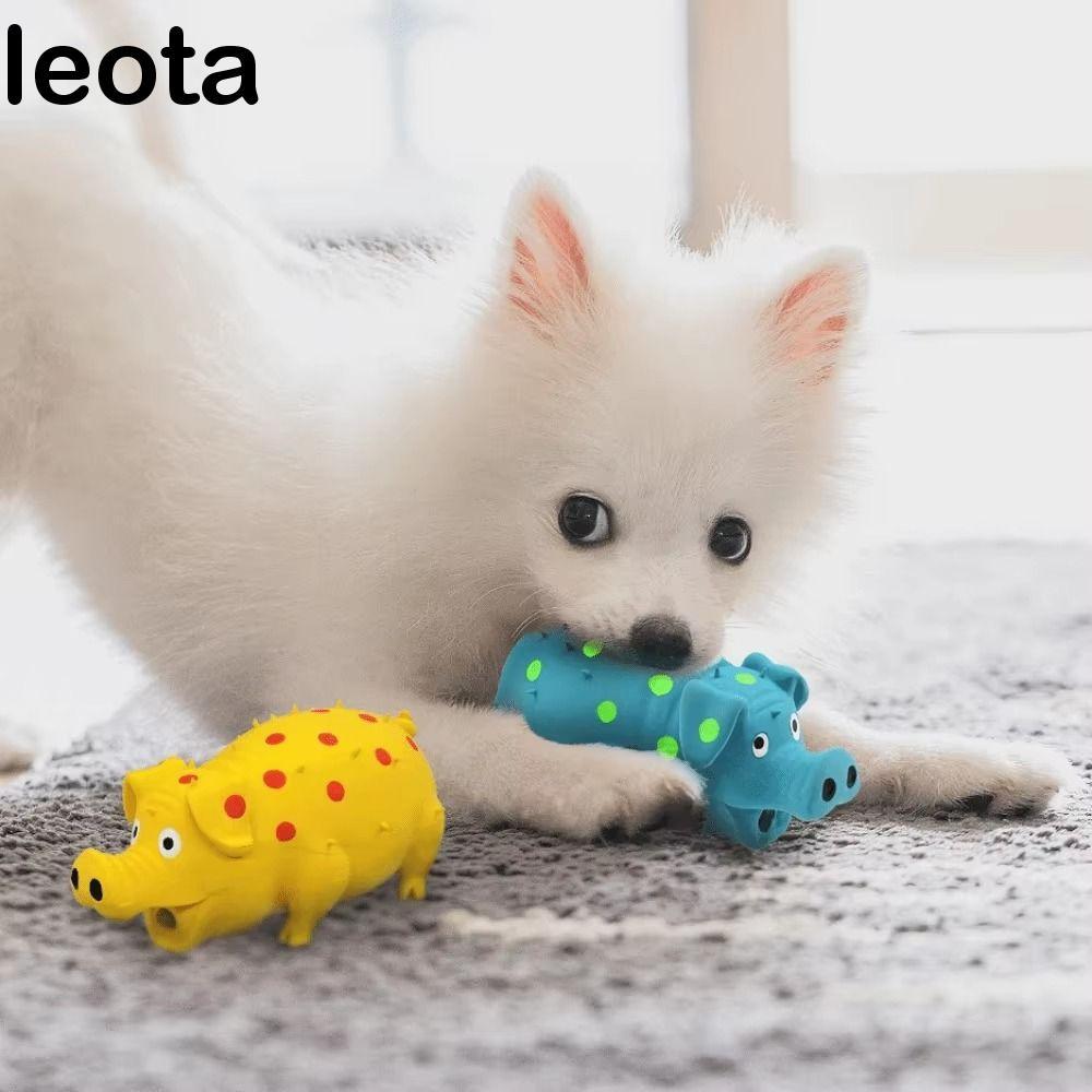 LEOTA Squeaky Pig Dog Toy, Grunt Sound Latex Dog Squeaky Toy, Mài Răng Tương Tác Bền Mềm Spotted Pig