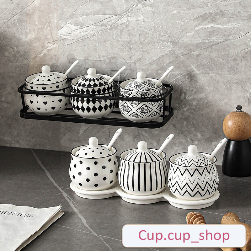 TOP Hũ đựng gia vị gốm sứ kiểu Hepburn, hộp đựng gia vị gia dụng, hũ đựng gia vị, hũ đựng muối, bộ l