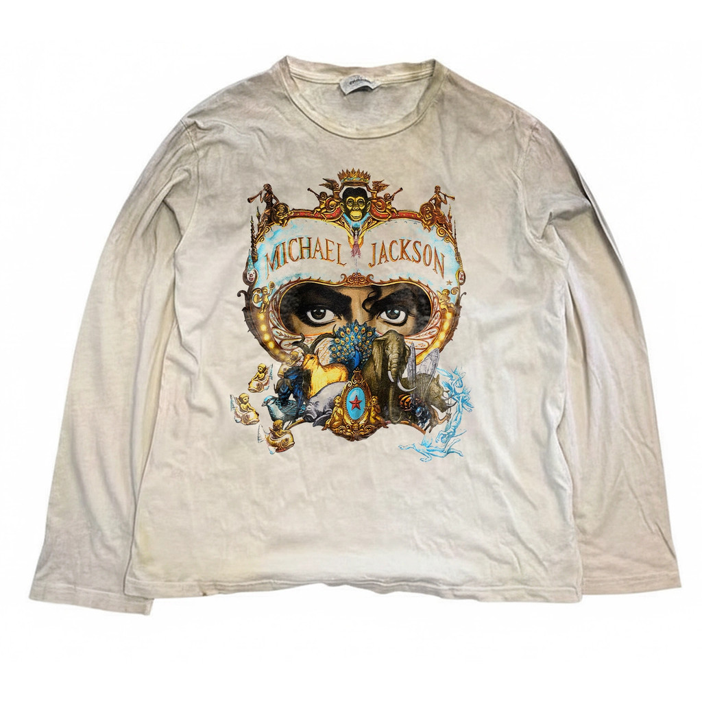100% Cotton Michael Jackson Michael Jackson American Retro Phong Cách Thiên Niên Kỷ Áo Thun Dài Tay 