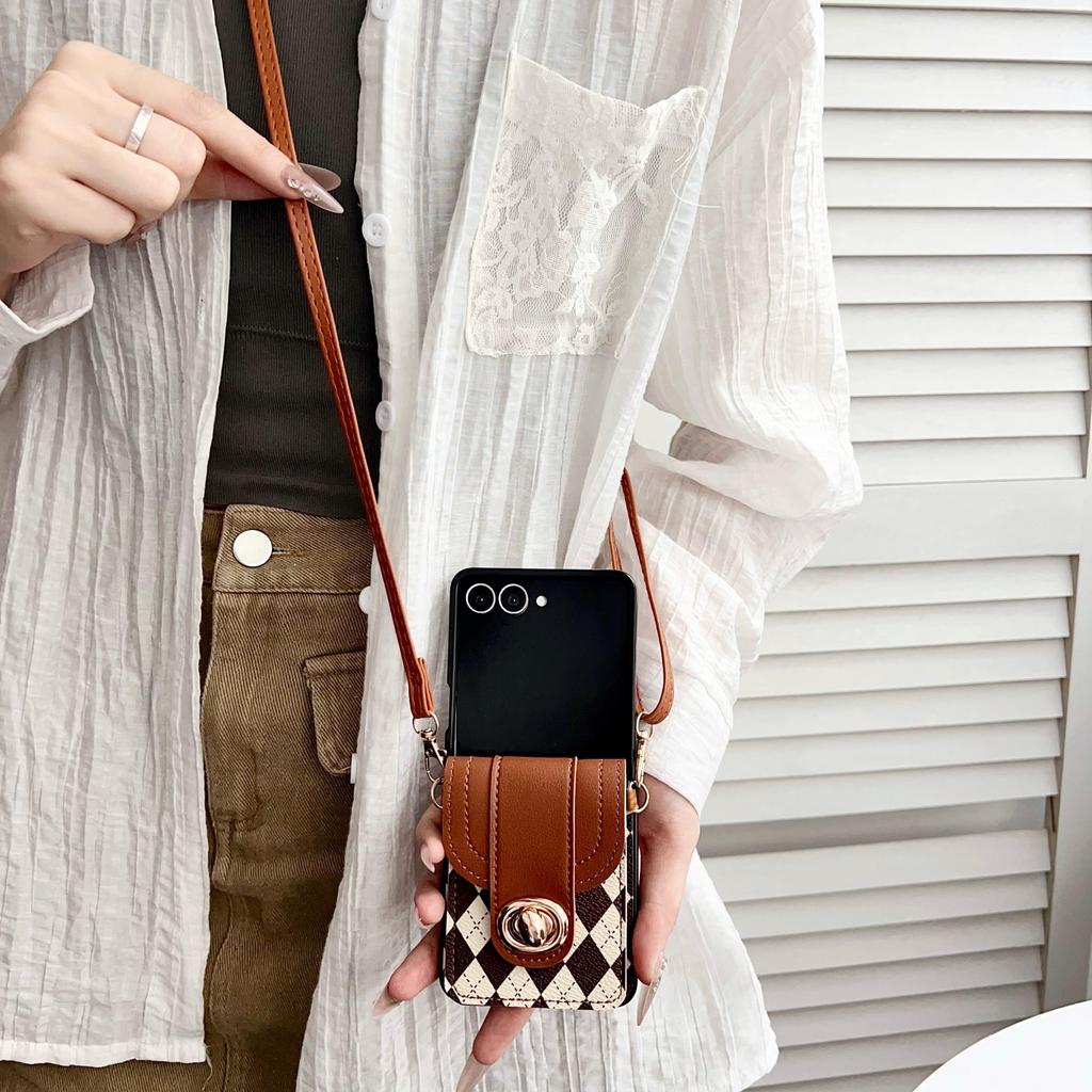 Dành Cho OPPO Find N3 N2 Flip Folding Casing Luxury Skew-slung Card Bag Case Vỏ Bảo Vệ Chống Mất
