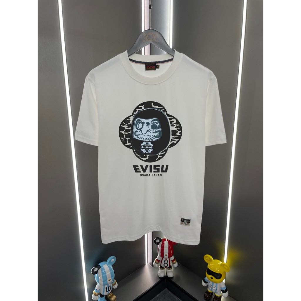 Evisu / God of Fortune 2026 Áo thun ngắn tay cổ tròn cổ điển nam nữ dày không thấm nước màu trơn hàn